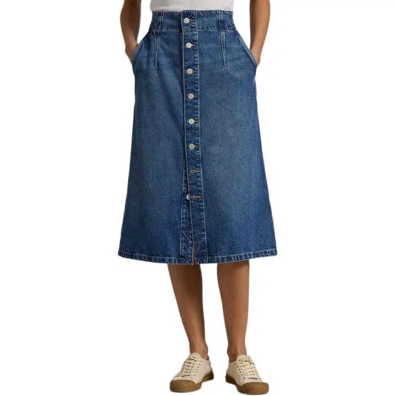 Ralph Lauren SS25 Denim Long Skirt Women's Blue-2