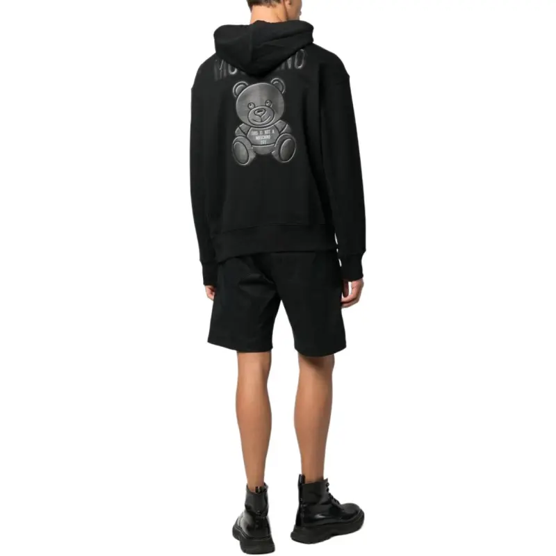 MOSCHINO Teddy Bear Motif Zip Up Drawstring Hoodie-2