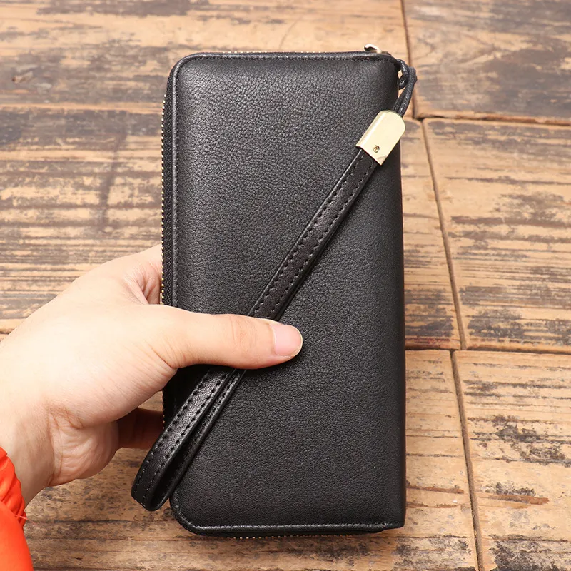 LARTIGENT Cow Leather Clutch Regular Men's Black/Royal Blue-2