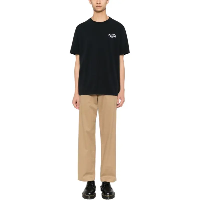 Maison Kitsune Logo Embroidered Crewneck T Shirt-4