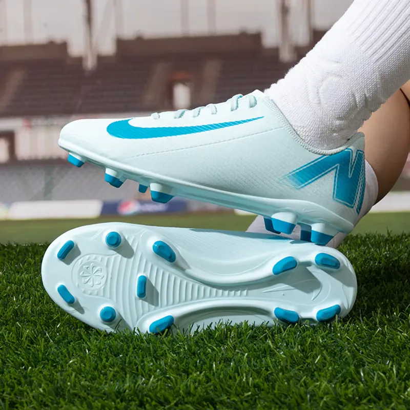 Nike Anti Slip Wear Resistant Low Top Kids' Soccer Shoes Blue Teenagers-3