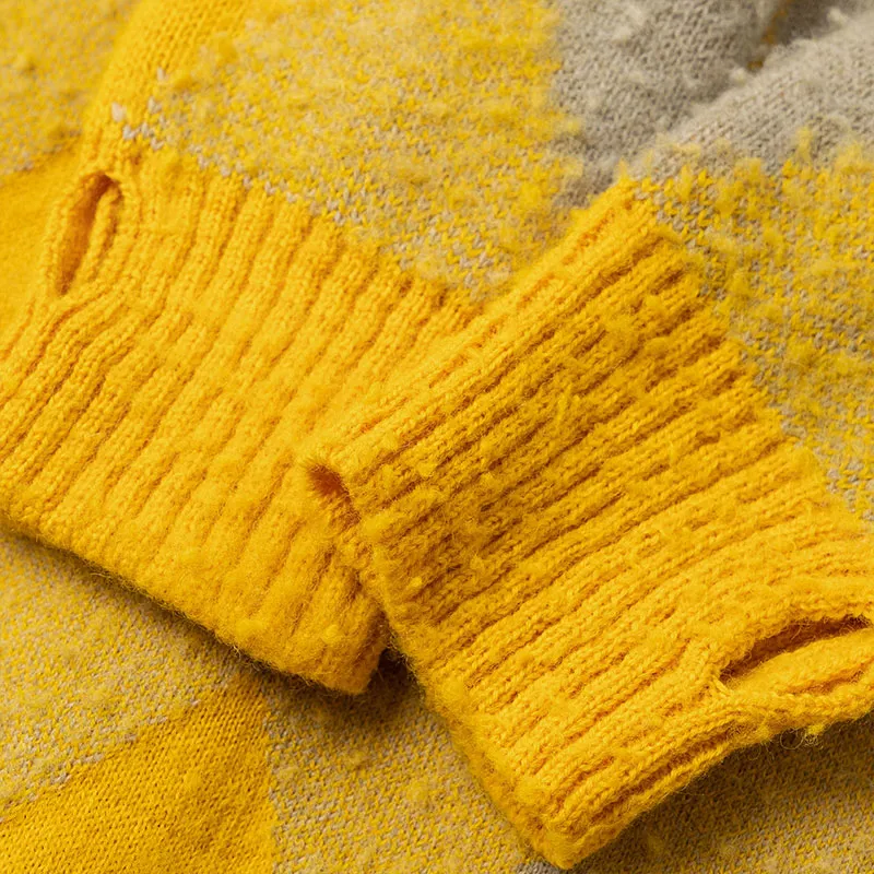 Burberry Argyle Patterned Jacquard Wool Cardigan 'Yellow/Gold'-8