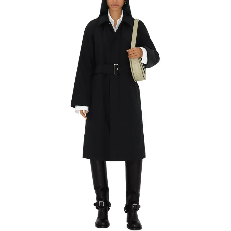 Burberry Long Nylon Cotton Padded Car Coat Women's Black-1