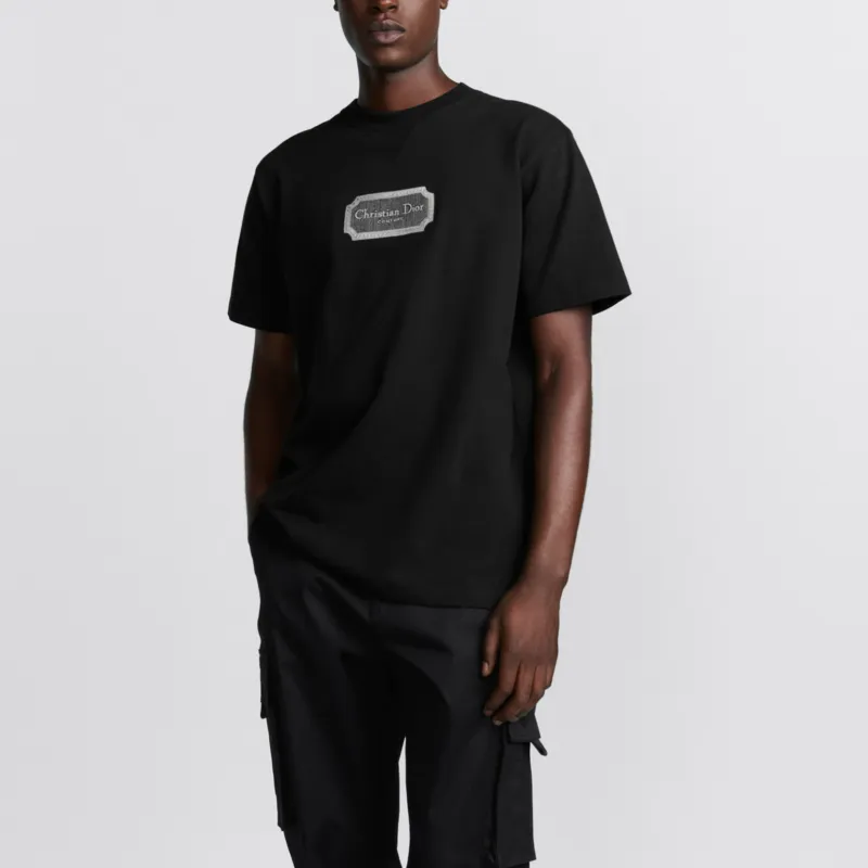 DIOR Logo Patch Round Neck T Shirt-4