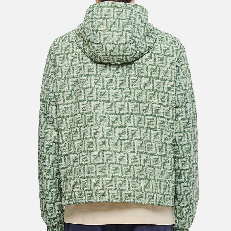 FENDI FF print Reversible Hooded Jacket-7