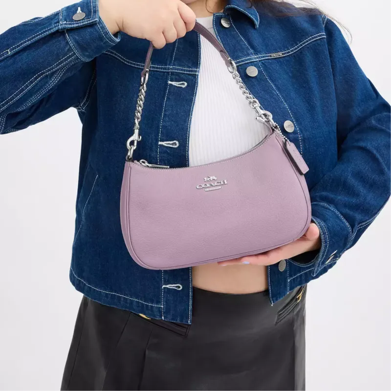 COACH Teri Leather Portable Crossbody Bag, Shoulder Bag Medium Size Women's Purple-4