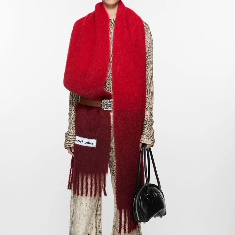 Acne Studios Alpaca Knit Scarves Unisex Red-2