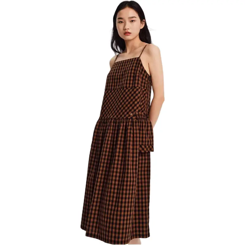 E.land Sleeveless Dress Women's Brown-3
