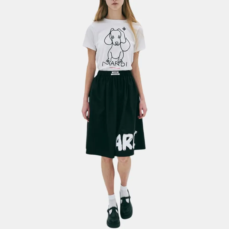 MARDI MERCREDI T Shirt Women's Ivory Black Korean Style-3