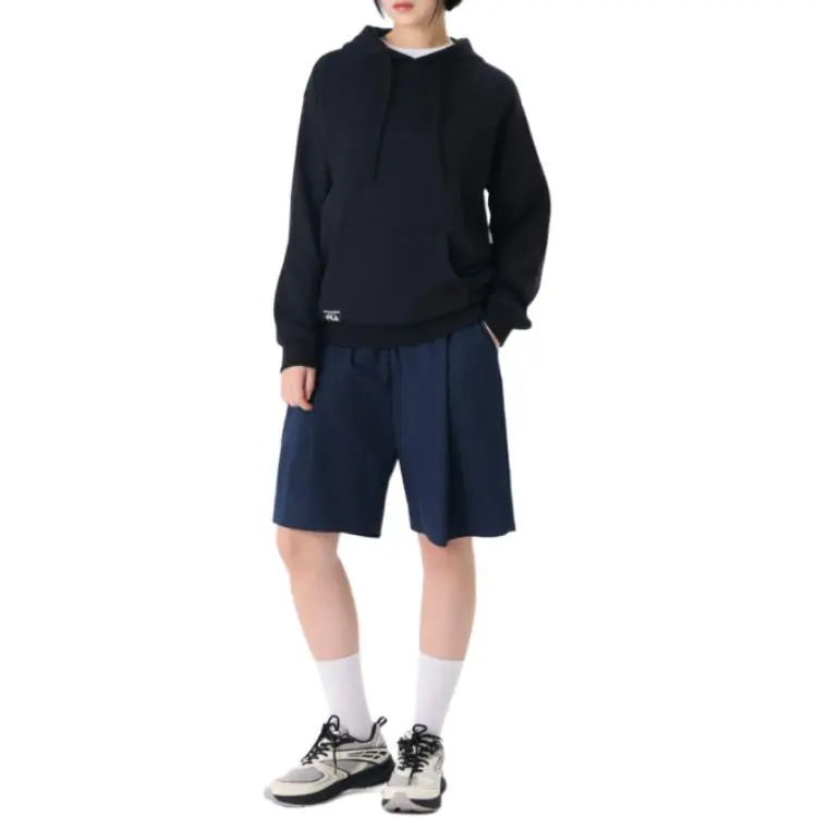 FILA White Rock Pattern Hoodie Sweatshirt Unisex Black-2