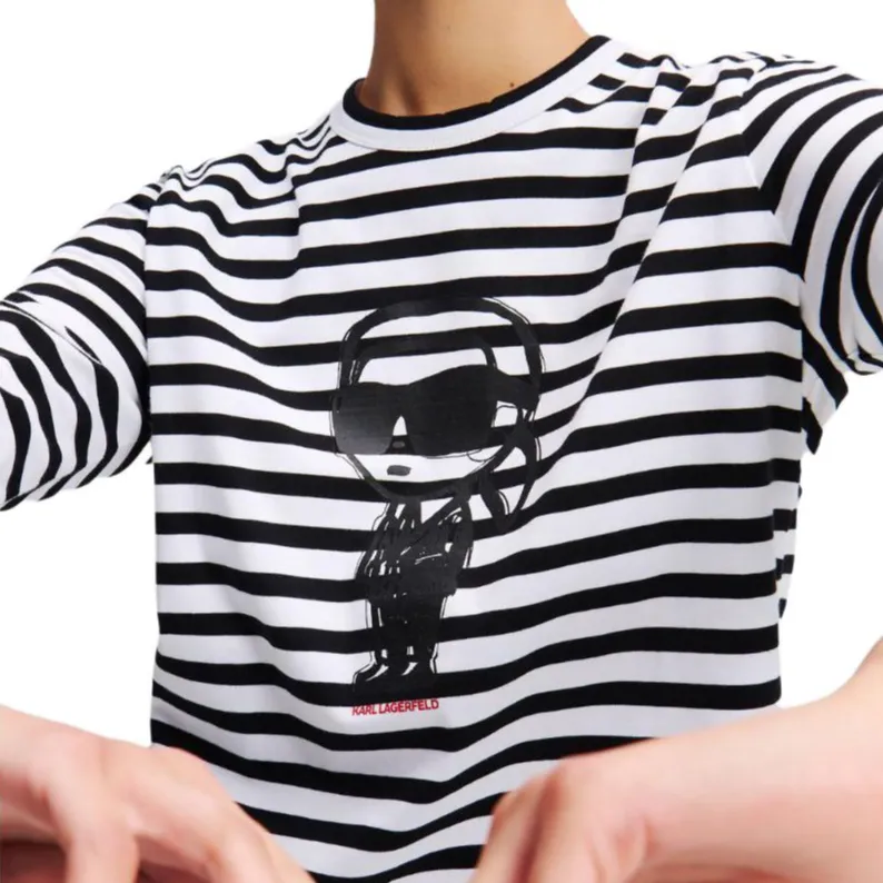 Karl Lagerfeld Ikon Striped Cotton T shirt-4