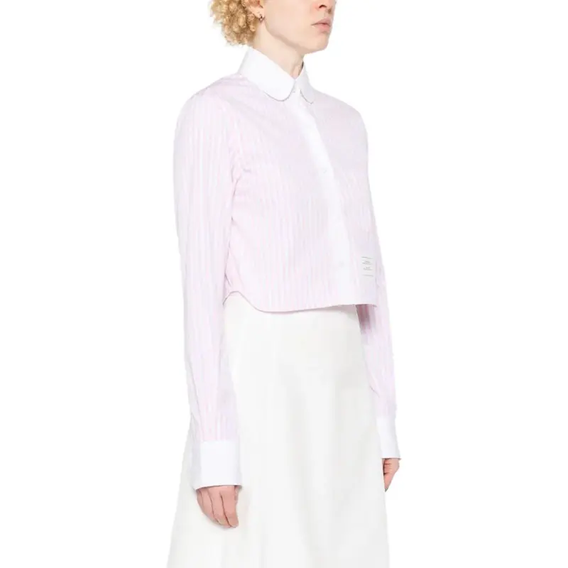 THOM BROWNE Striped Cotton Cropped Shirt-2