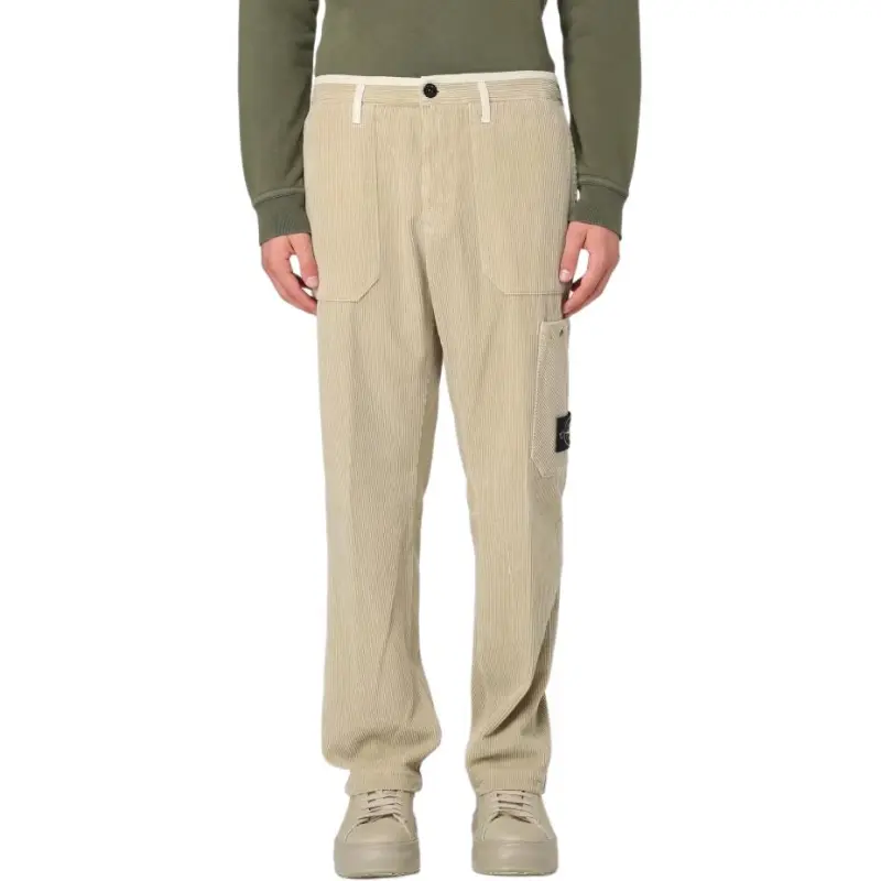 STONE ISLAND Logo Patch Corduroy Trousers-2