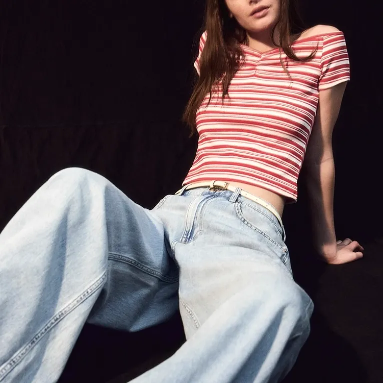 H&M T Shirt Women's Red Stripes-3