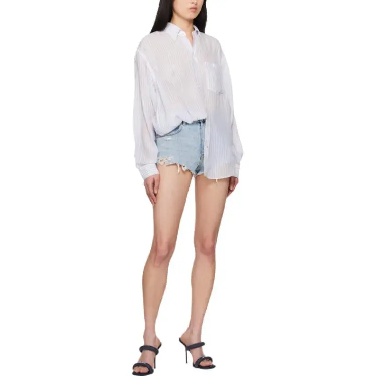 Alexander Wang Clear Bead Hotfix Distressed Denim Shorts-1
