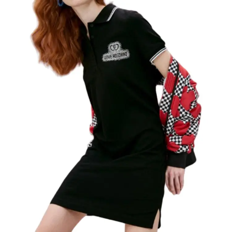 MOSCHINO Short Sleeved Dresses Women's Black-3