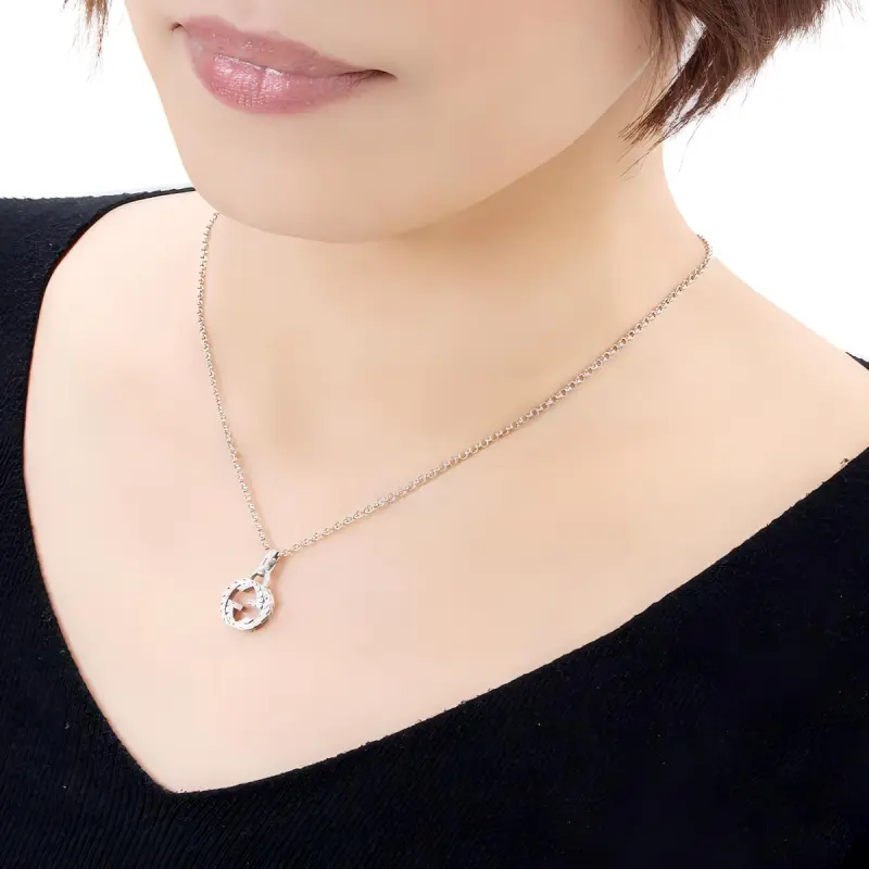 GUCCI Interlocking G 925 Silver Necklace-2
