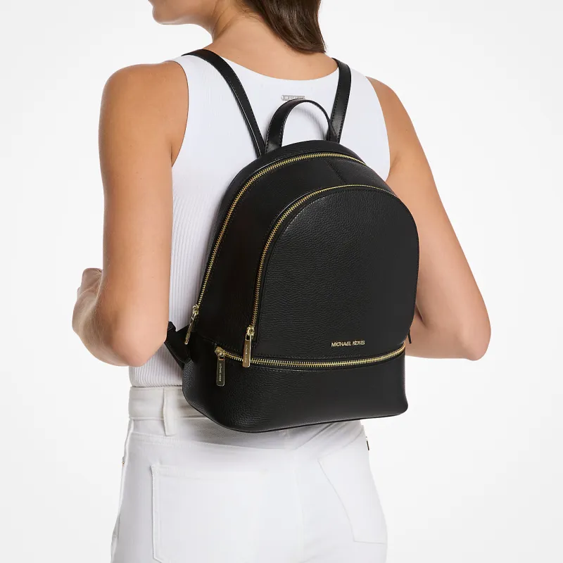MICHAEL KORS Rhea Leather Backpack Medium Size Women's Black-3