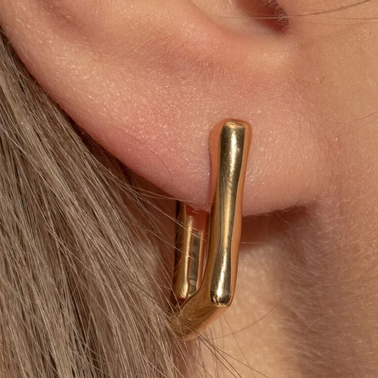 JIL SANDER Rectangular Hoop Earrings-2