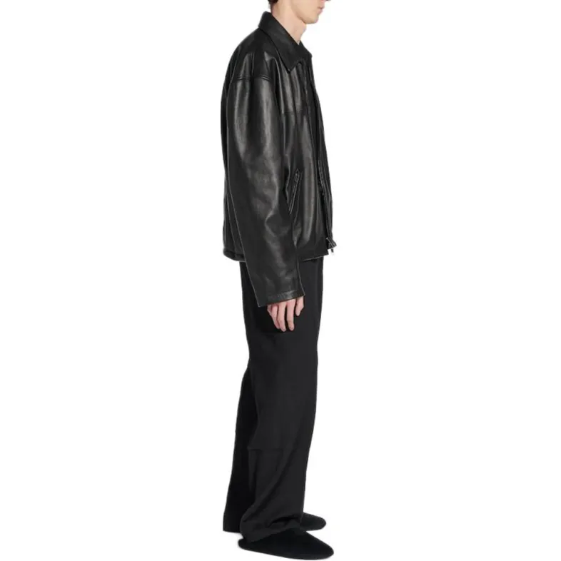 Balenciaga FW25 Leather Jacket Regular Fit Men's Black-5