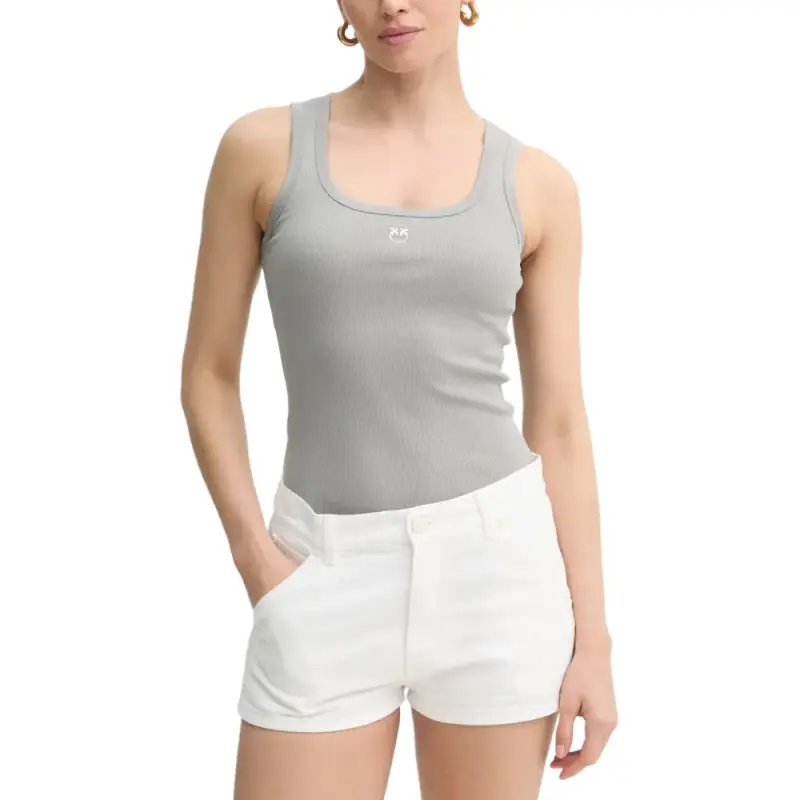 PINKO Logo Detailed Ribbed Tank Top-2