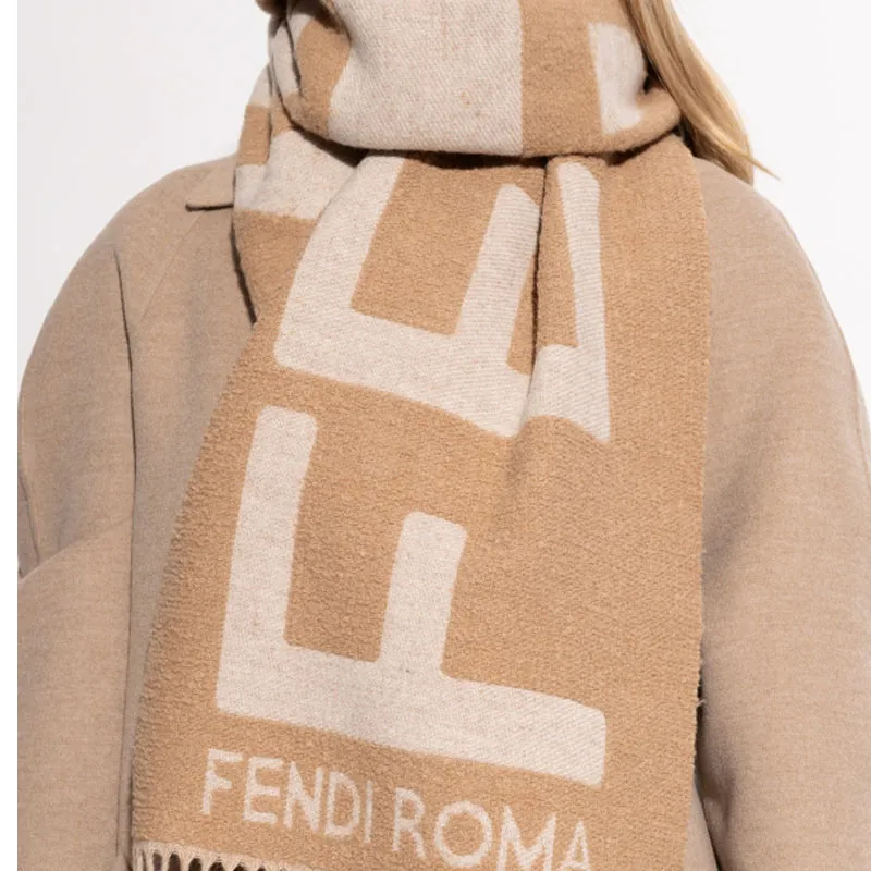 FENDI Wool Knit Scarves Women's Yellow-4