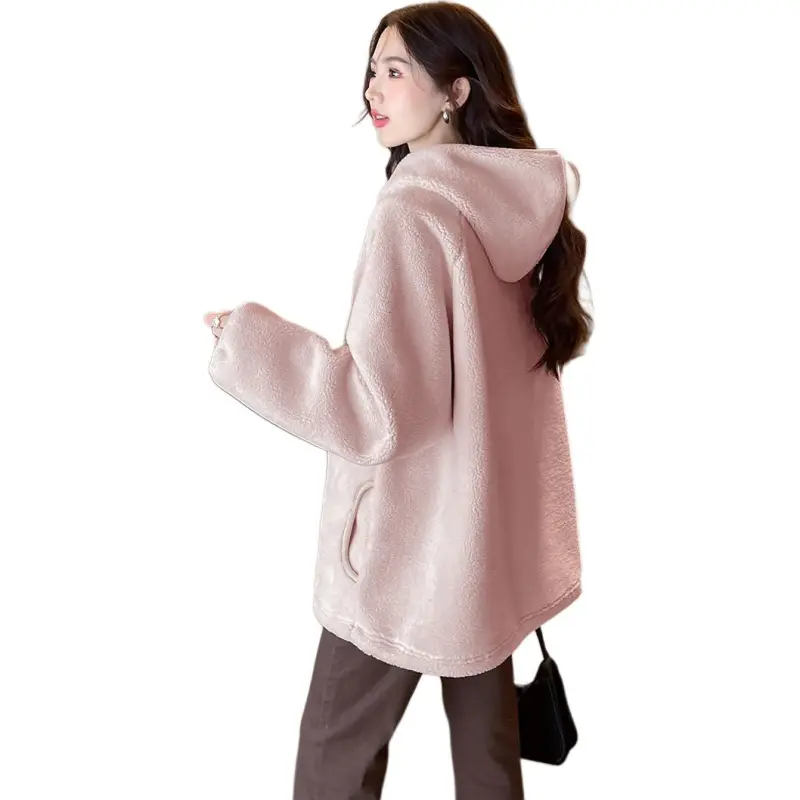 Tonlion Velvet feel Coat Women's Haze Pink-1