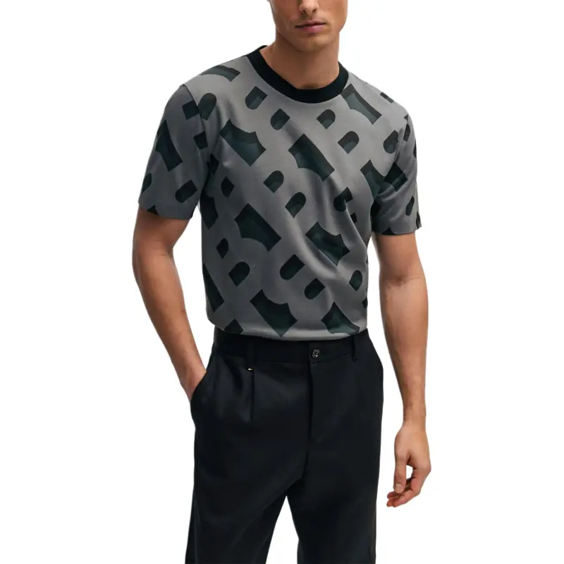 HUGO BOSS Monogram pattern Cotton blend T shirt-2