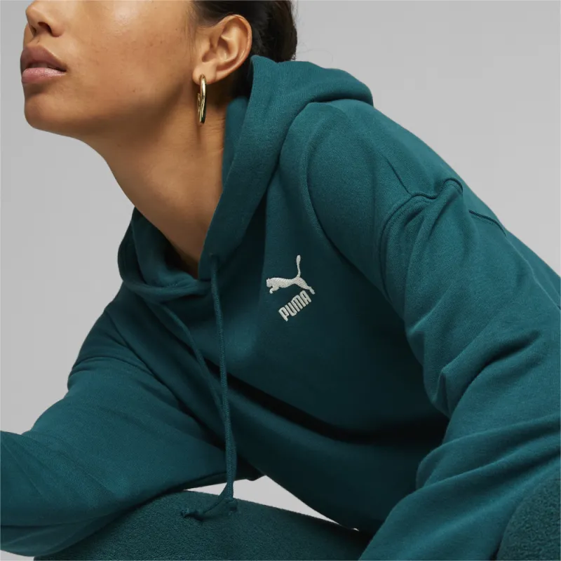PUMA CLASSICS Cropped Hoodie TR Sweatshirt Women's Green-4
