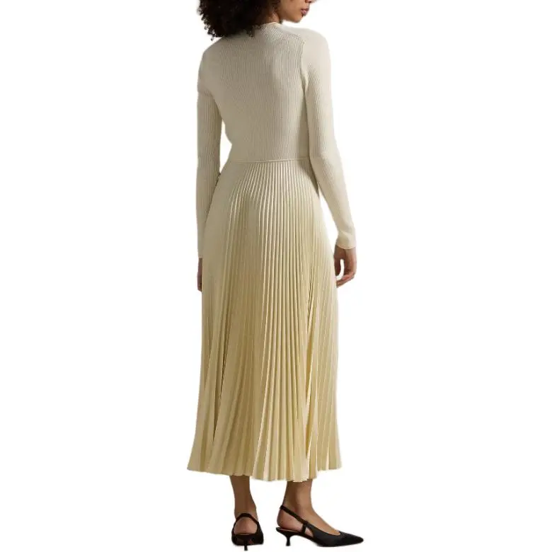 Polo Ralph Lauren Sweater-Bodice Long-Sleeve Dress Long-Sleeved Dresses Women's White-3