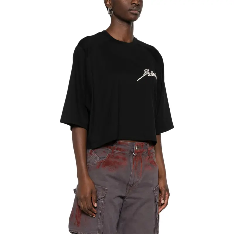 BALMAIN Crystal embellished T shirt-3
