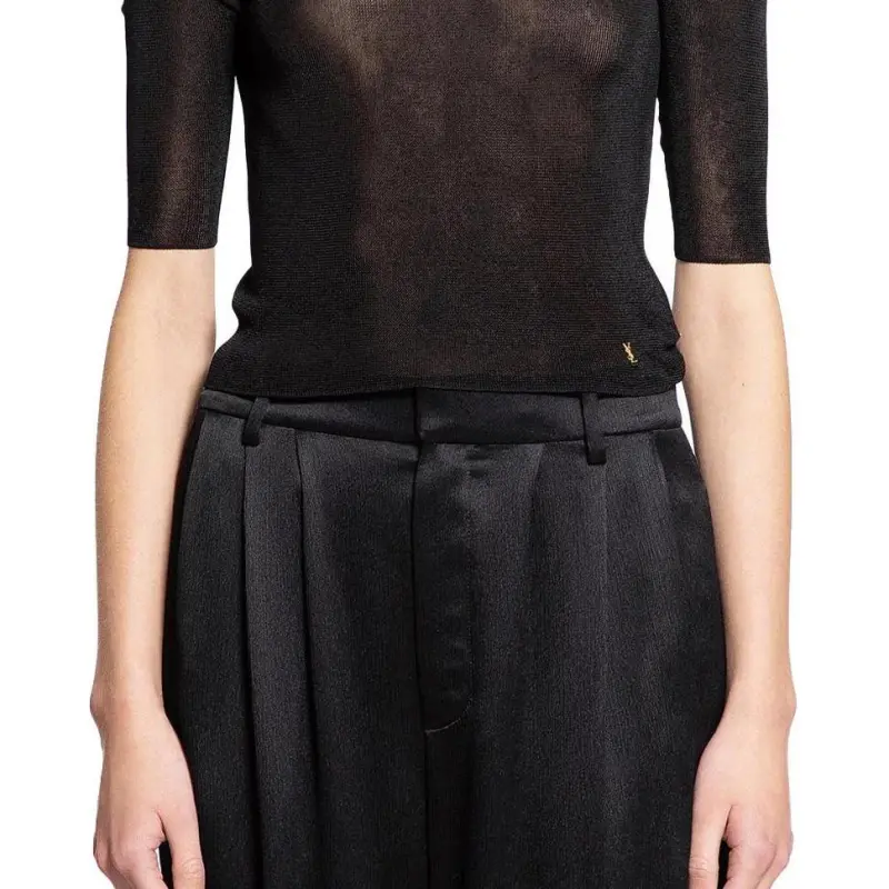 SAINT LAURENT Cassandre Crewneck Knitted Top-6