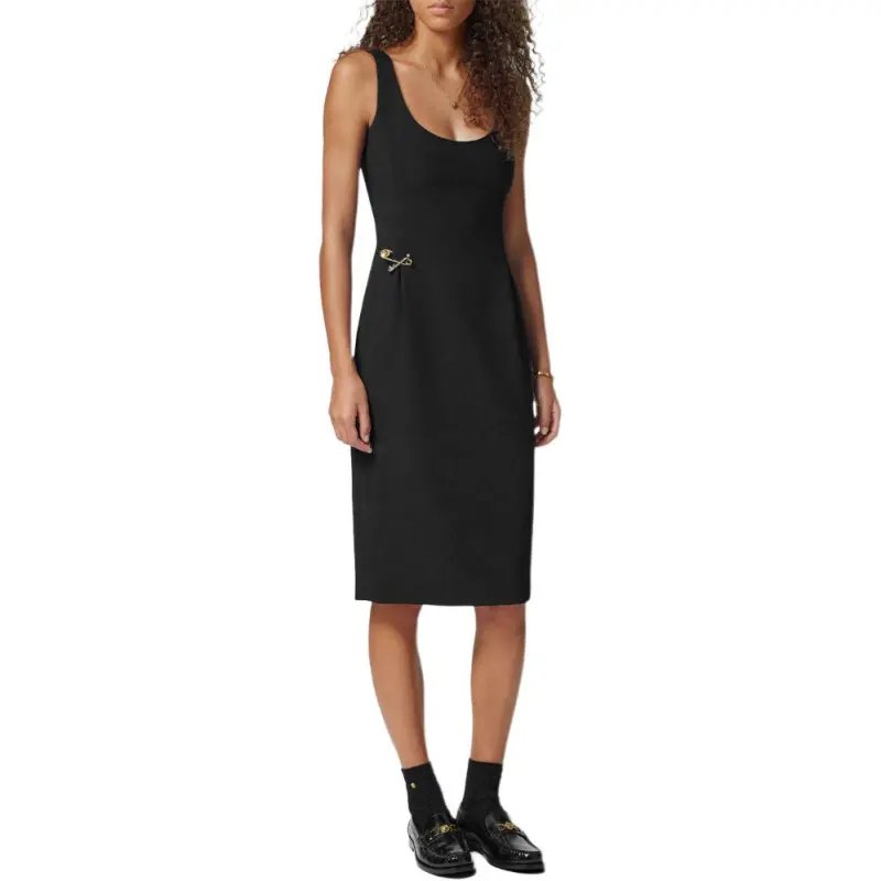 VERSACE Safety Pin Detailed Sleeveless Midi Dress-2