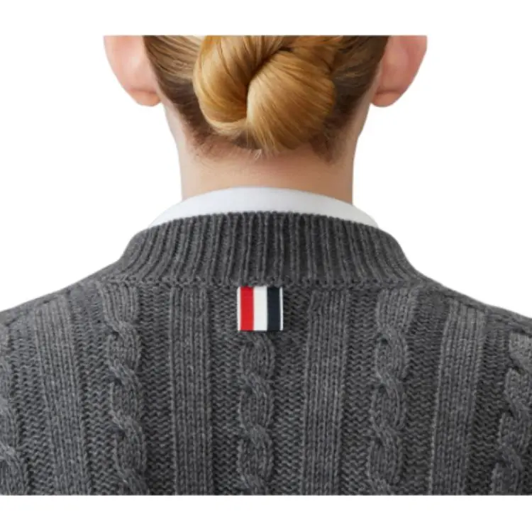 THOM BROWNE RWB stripe Cable knit Jumper-4