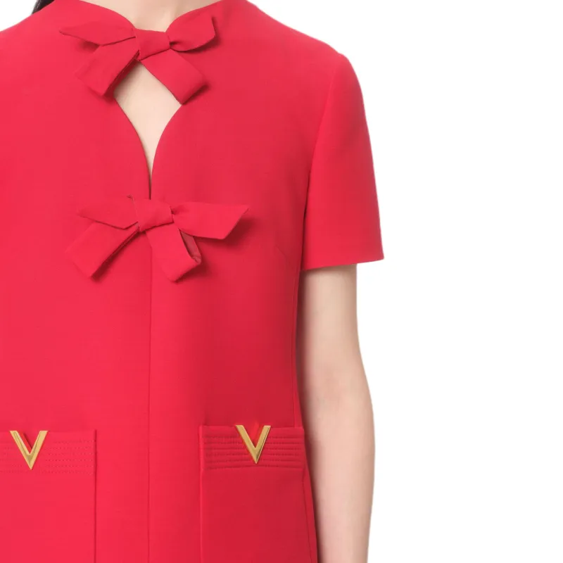 Valentino Bow Detailed A Line Mini Dress-7