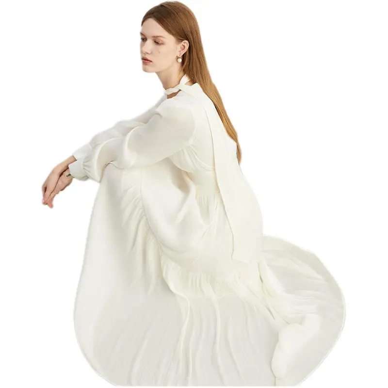 DPLAY Long Sleeved Dress Women's Creamy Apricot-3