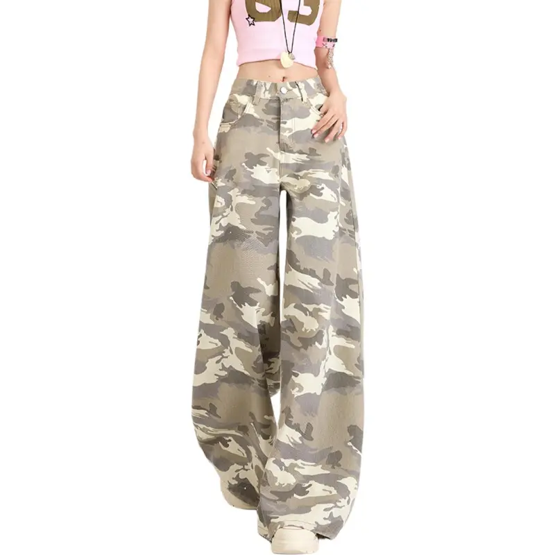 NHZN Jeans Women's Camouflage Apricot-3