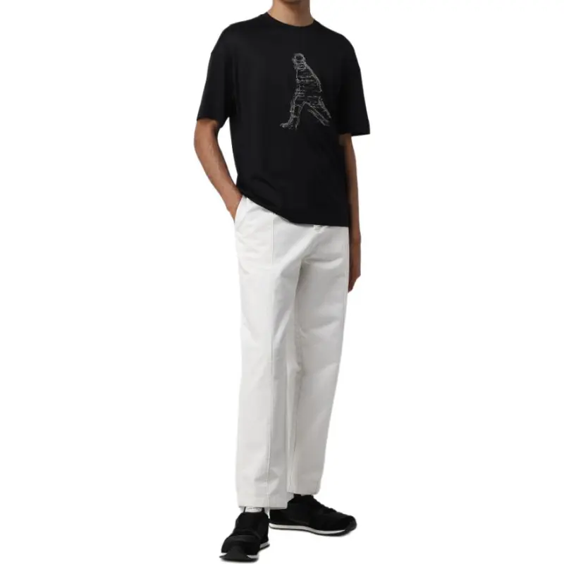 EMPORIO ARMANI Figure Print Casual Crew Neck Short Sleeved T Shirt T Shirt Men's Marine Blue-4