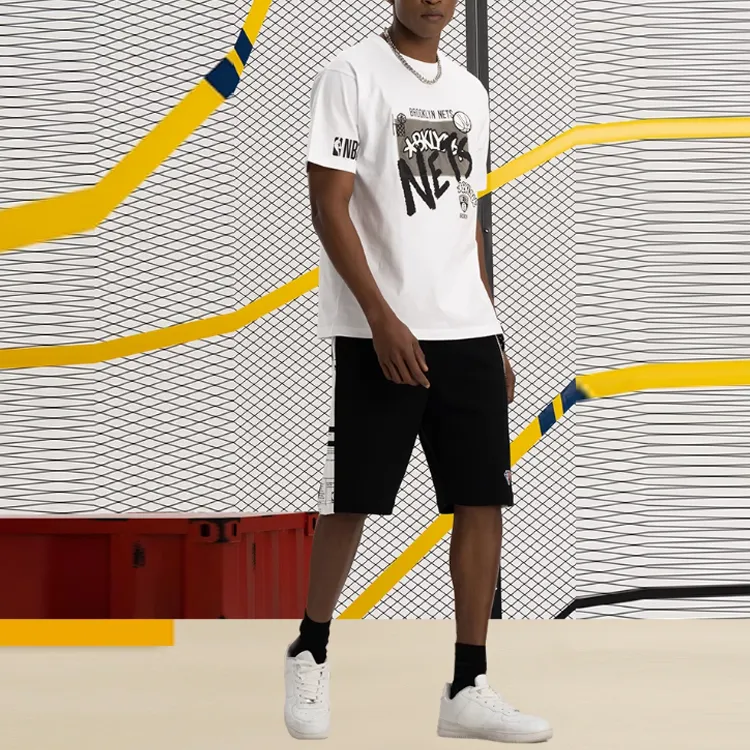 NBA Drop Shoulder Sleeve T Shirt Men's White-3