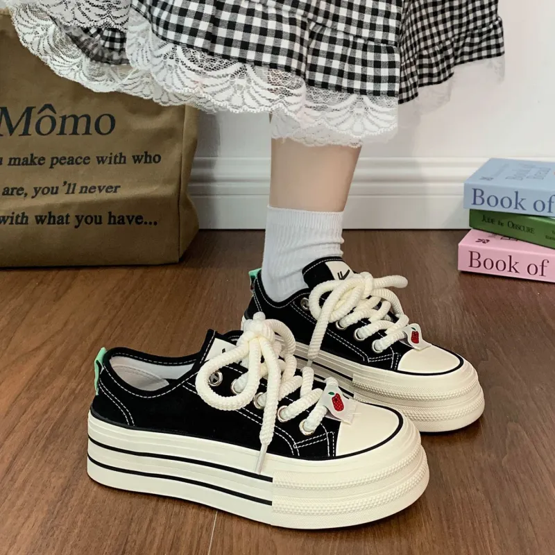 Warrior Height Increasing Slip Resistant Low Top Canvas Shoes Women's Black-6