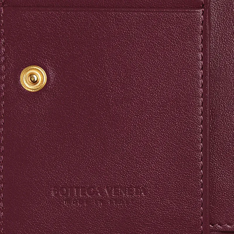 Bottega Veneta Intrecciato Sheepskin Wallet Small Size Women's Barolo Red-4
