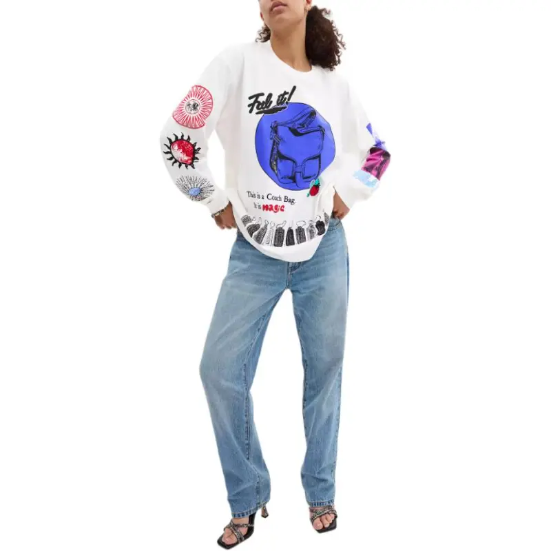 COACH Graphic Long Sleeve In Organic Cotton T Shirt Unisex White-1
