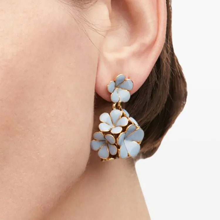 Oscar De La Renta Flower Drop Clip on Earrings-2