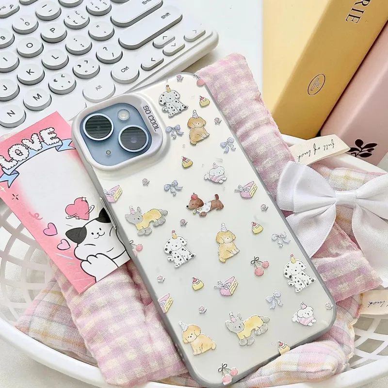 Wei Xin Acrylic Material Cake Puppy Phone Cases Compatible With IPhone 16/15 Pro Max/Apple 13/14 Pro/Max-2