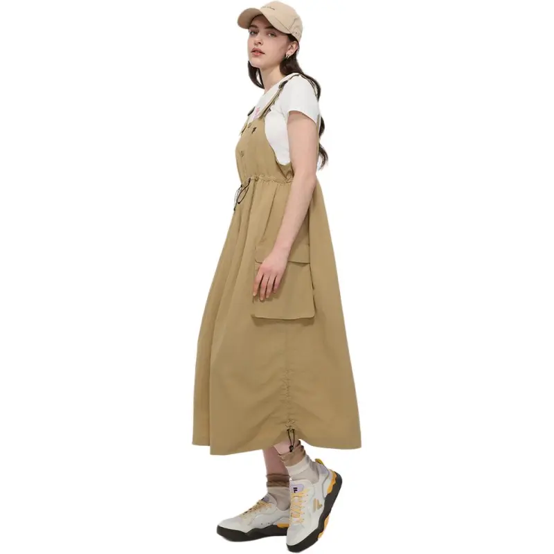 FILA FUSION FOB Series SS25 Slip Dresses Women's Sandy Chestnut Brown BG-3