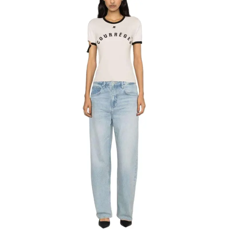COURREGES Buckle Contrast Printed T Shirt-2