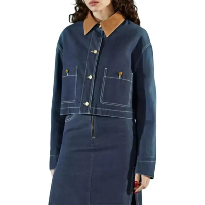 GUCCI Corduroy collar Denim Jacket-3