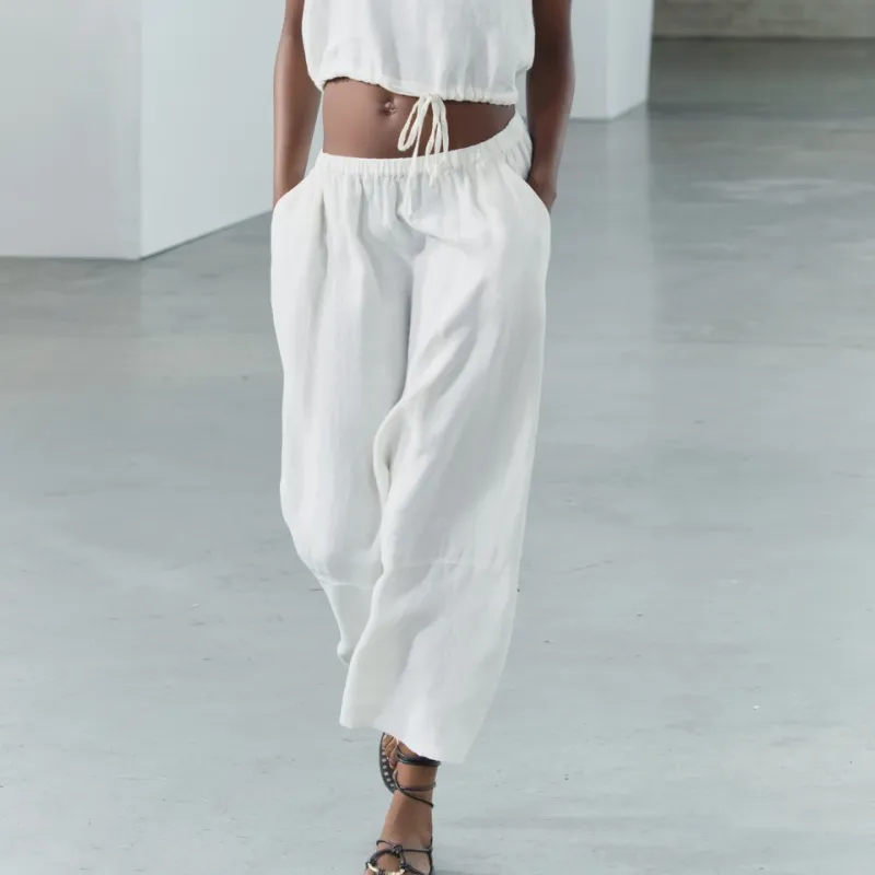 ZARA Casual Long Skirts Women's White-4