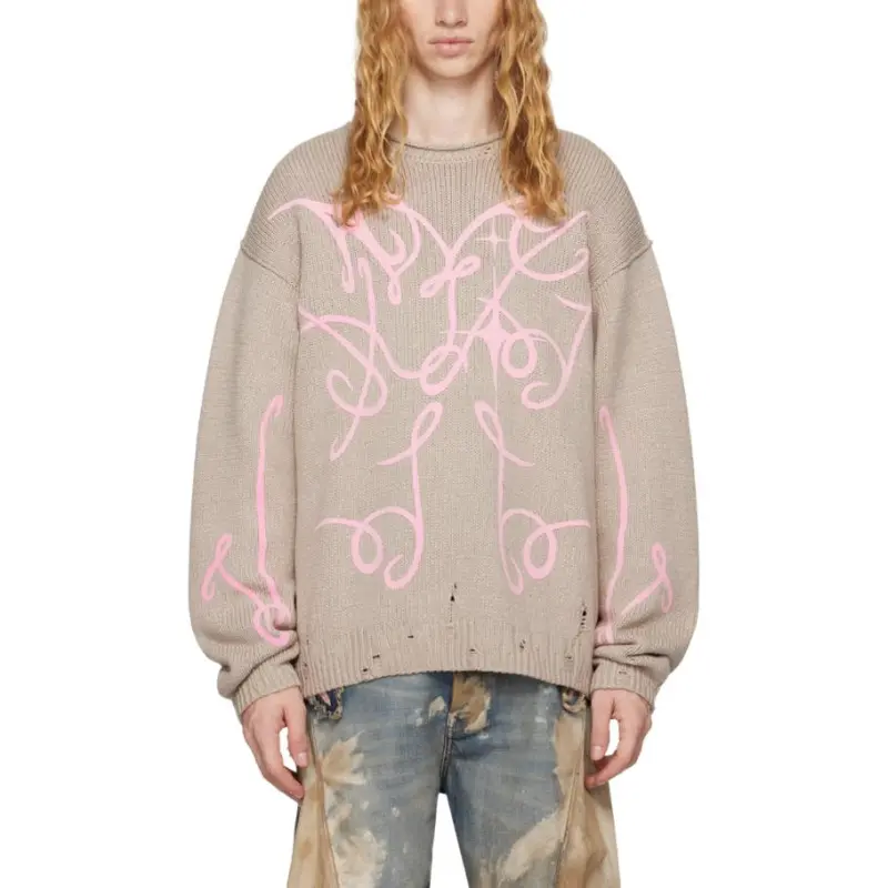 Acne Studios Graphic Printed Distressed Jumper-4