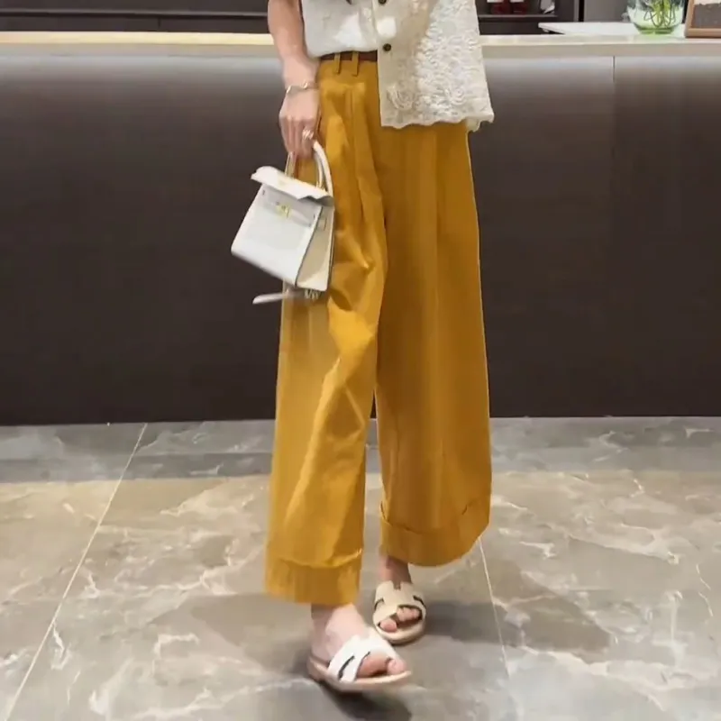 GULIANFEI Casual Pants Women's Yellow-4